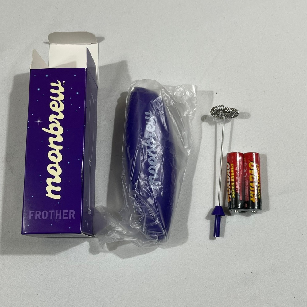 MoonBrew Handheld Milk Frother Purple Battery Operated New In Box